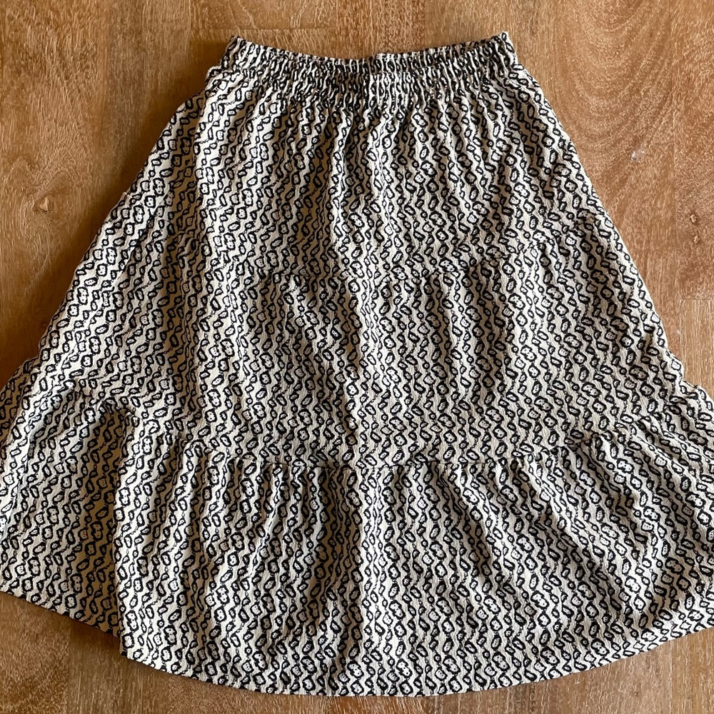 Zara Black and White Geometric Midi Skirt